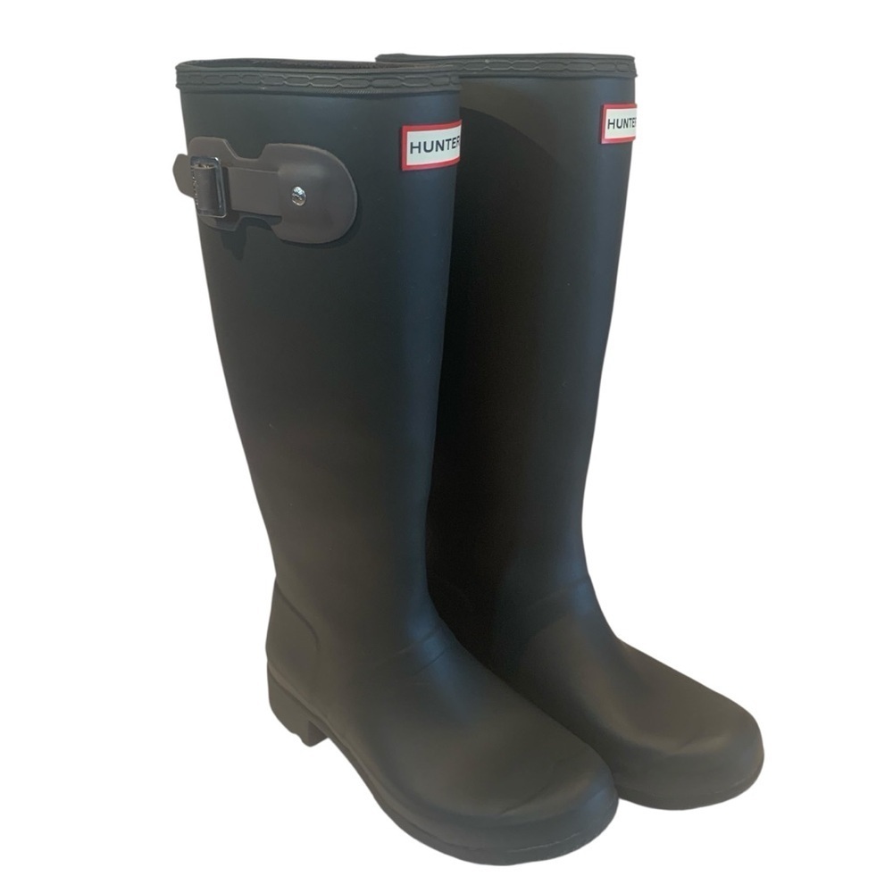 Hunter Original Tall Boots Waterproof Dark Olive Tone Grey Accents 7